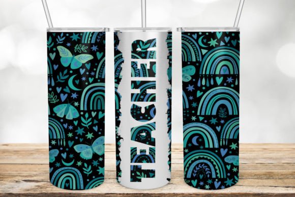 Blue BoHo Teacher 20 Oz Skinny Tumbler