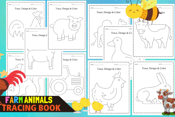 Farm Animals Trace and Color: A Practical Tool for Early Learning and Creative Development