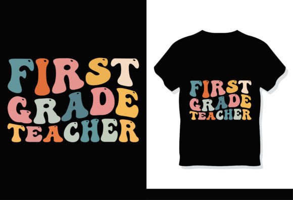 First Grade Teacher Retro Groovy T-Shirt
