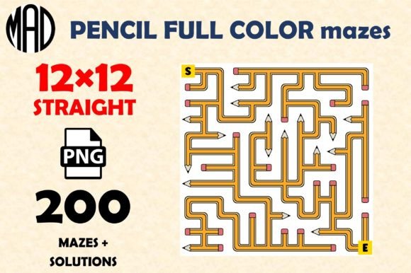 Pencil Mazes Full Color PNG 12×12