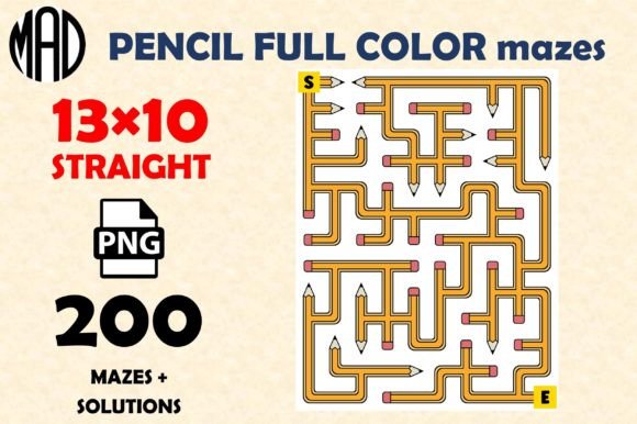 Pencil Mazes Full Color PNG 13×10: A Creative Resource for Back to School and Beyond