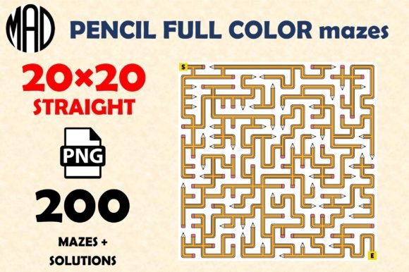 Pencil Mazes Full Color PNG 20×20