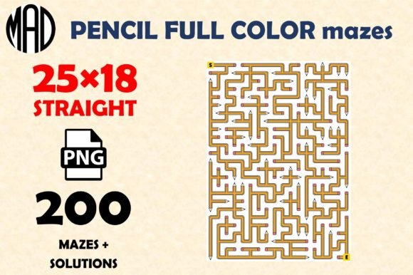 Pencil Mazes Full Color PNG 25×18
