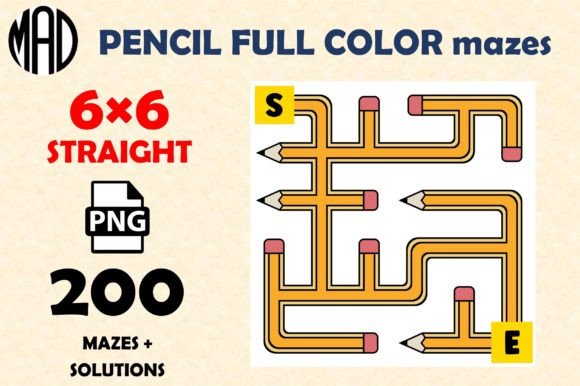 PENCIL MAZES FULL COLOR PNG 6×6